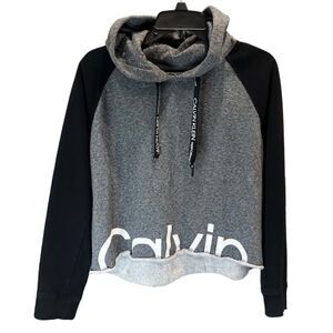 Calvin Klein performance cropped hoodie grey black size medium
